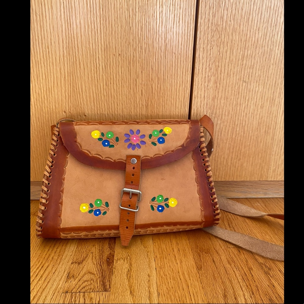 Leather purse, tooled leather